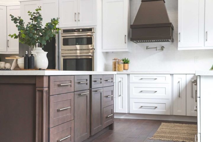 Two-tone kitchen, graphite island, Two-tone cabinets by Canada Kitchens