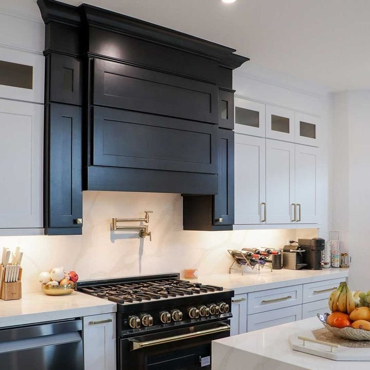 White uppers over charcoal lowers, Two-tone cabinets by Canada Kitchens