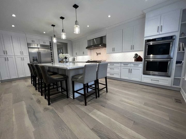 Large kitchen with island seating, Canada Kitchens cabinets