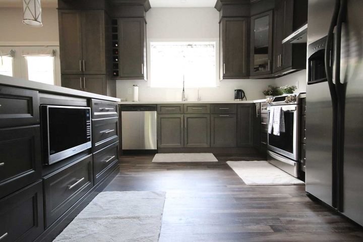 Microwave base cabinet, London Grey cabinets by Canada Kitchens